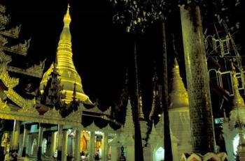 Night View of Illuminated Shwedagon, Myanmar | Obraz na stenu