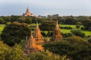 Ancient Temple and Pagoda at Sunrise, Bagan, Mandalay Region, Myanmar | Obraz na stenu