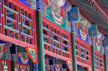 Colorfully painted corridor details, Zhongshan Park, Beijing, China | Obraz na stenu