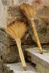 Pair of brooms on steps, Hong Cun Village, Yi County, China | Obraz na stenu