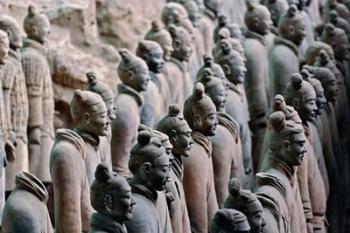 Three Rows of Qin Terra Cotta Warriors, Xian, China | Obraz na stenu