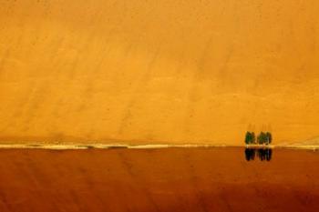 Desert reflection. Badain Jaran Desert, Inner Mongolia, China. | Obraz na stenu