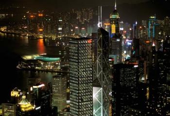 Skyscrapers of Victoria Harbor, Hong Kong, China | Obraz na stenu
