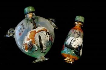 Hand Painted Snuff Bottles with Jade Tops and Horse Globe, Chinese Handicrafts, China | Obraz na stenu