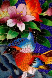 Bird Cloisonne Plate, Hand Made with Tiny Copper Wires and Powered Enamel, China | Obraz na stenu