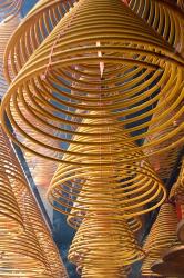 Hanging coils of burning incense, Man Mo Temple, Tai Po, New Territories, Hong Kong, China | Obraz na stenu