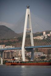 River port, Badong, Suspension Bridge over Yangzi | Obraz na stenu