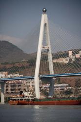 River port, Badong, Suspension Bridge over Yangzi | Obraz na stenu