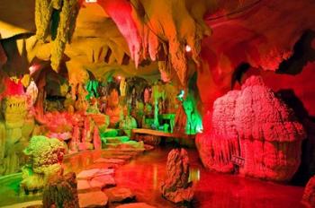 Cave stalagmites, stalactites, Mutianyu, China, | Obraz na stenu
