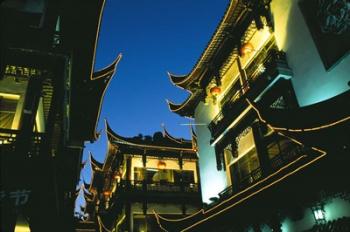 Night View of Traditional Architecture at Yuyuan Bazaar, Shanghai, China | Obraz na stenu
