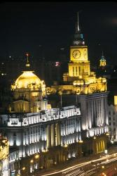 Night View of Colonial Buildings on the Bund, Shanghai, China | Obraz na stenu