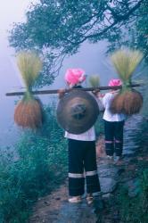 Zhuang Girls Carrying Hay, China | Obraz na stenu