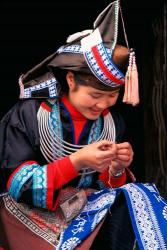 Tip-Top Miao Girl Doing Traditional Embroidery, China | Obraz na stenu