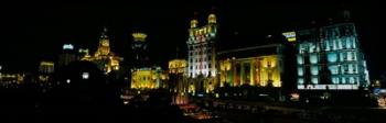 Night View of Colonial Buildings Along the Bund, Shanghai, China | Obraz na stenu