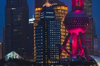 Pudong Skyline dominated by Oriental Pearl TV Tower, Shanghai, China | Obraz na stenu