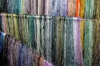 China, Suzhou. Hanging silk threads, market | Obraz na stenu