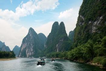 China, Guilin, Li River, Boats along the River | Obraz na stenu