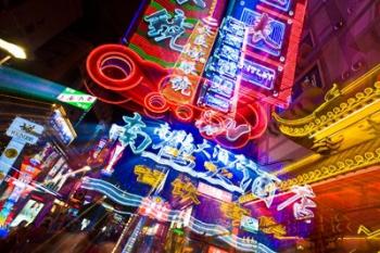 China, Shanghai, Nanjing Road, Neon signs | Obraz na stenu