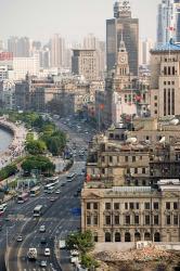 View of the Bund District Along Huangpu River, Shanghai, China | Obraz na stenu