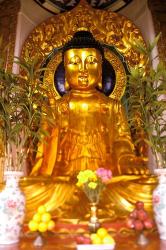 Golden Buddha in Sha Tin Cemetery, Hong Kong, China | Obraz na stenu
