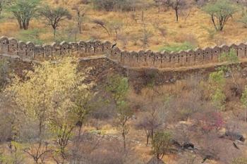 Ancient wall around old fort above Udaipur, India | Obraz na stenu