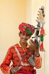 Young Man in Playing Old Fashioned Instrument Called a Sarangi, Agra, India | Obraz na stenu
