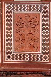 Agra, India, Taj Mahal Mosque, Floral Design in Red Sandstone | Obraz na stenu
