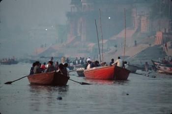 Boats in the Ganges River, Varanasi, India | Obraz na stenu