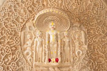 Carving on the wall, Jain Temple, Ranakpur, Rajasthan, India. | Obraz na stenu
