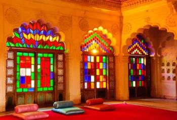 Windows of colored glass, Mehrangarh Fort, Jodhpur, Rajasthan, India. | Obraz na stenu