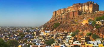 Cityscape of the Blue City with Meherangarh, Majestic Fort, Jodhpur, Rajasthan, India | Obraz na stenu