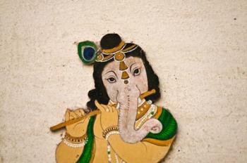 Mural depicting Ganesha, a Hindu deity, inside City Palace, Udaipur, Rajasthan, India | Obraz na stenu