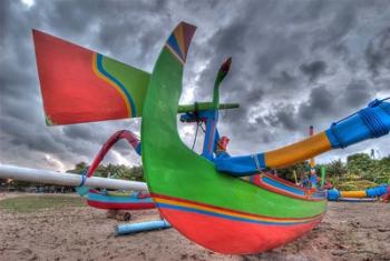 Outrigger boats, called jukungs, on beach, Bali, Indonesia | Obraz na stenu