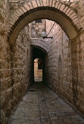 Arch of Jerusalem Stone and Narrow Lane, Israel | Obraz na stenu