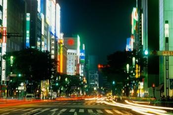 Expensive Shopping District with Night Traffic, Ginza Area, Tokyo, Japan | Obraz na stenu