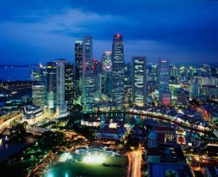 Aerial View of Singapore at Night | Obraz na stenu