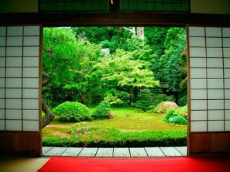 Traditional Architecture and Zen Garden, Kyoto, Japan | Obraz na stenu