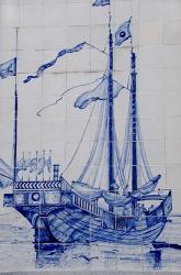 China, Macau Historic Center of Macau, UNESCO Tile art, Chinese Junk | Obraz na stenu