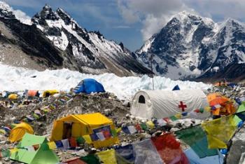 Tents of Mountaineers Scattered along Khumbu Glacier, Base Camp, Mt Everest | Obraz na stenu