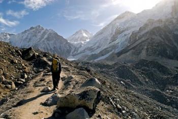 A trekker on the Everest Base Camp Trail, Nepal | Obraz na stenu