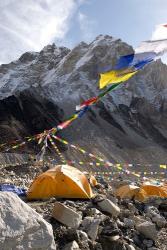 Tents of mountaineers along Khumbu Glacier, Mt Everest, Nepal | Obraz na stenu
