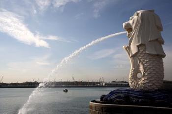 Singapore Merlion statue in the Merlion Park | Obraz na stenu