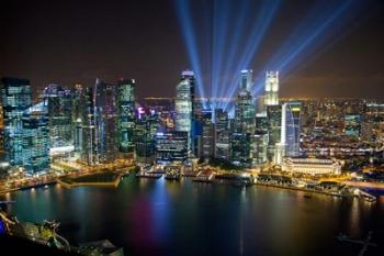 Singapore Downtown Overview At Night | Obraz na stenu