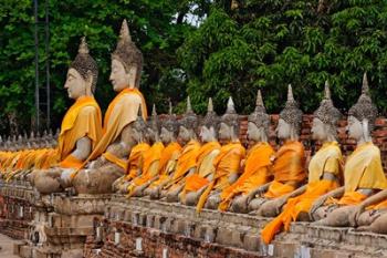 Row of Buddha statues, Wat Yai Chaya Mongkol or The Great Temple of Auspicious Victory, Ayutthaya, Thailand | Obraz na stenu