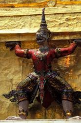 Thai Guardians and Detail of the Grand Palace, Bangkok, Thailand | Obraz na stenu