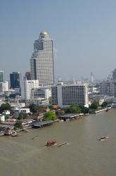 Downtown Bangkok skyline view with Chao Phraya river, Thailand | Obraz na stenu