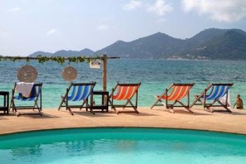 Swimming pool, Gulf of Thailand at Chaweng beach, Ko Samui, Thailand | Obraz na stenu