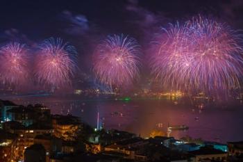 Fireworks display over the Bosphorus, Istanbul, Turkey | Obraz na stenu