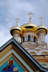 Gold Onion Dome of Alexander Nevsky Cathedral, Russian Orthodox Church, Yalta, Ukraine | Obraz na stenu