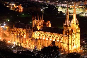 St Mary's Cathedral at Night,  Sydney, Australia | Obraz na stenu